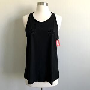 Spanx Perforated Tank Racerback Scoop Neck Black Activewear Workout Medium NWT